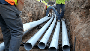 Plumbing Pipes In Trenches At New House Building Site Sunshine Coast