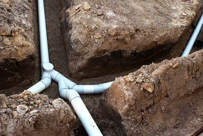 Plumbing Pipes In Trenches At New House Building Site Sunshine Coast